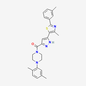 (4-(2,5-dimethylphenyl)piperazin-1-yl)(3-(4-methyl-2-(m-tolyl)thiazol-5-yl)-1H-pyrazol-5-yl)methanone