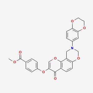 methyl 4-{[9-(2,3-dihydro-1,4-benzodioxin-6-yl)-4-oxo-9,10-dihydro-4H,8H-chromeno[8,7-e][1,3]oxazin-3-yl]oxy}benzoate