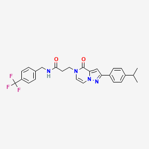 3-{4-oxo-2-[4-(propan-2-yl)phenyl]pyrazolo[1,5-a]pyrazin-5(4H)-yl}-N-[4-(trifluoromethyl)benzyl]propanamide