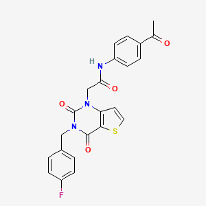 molecular formula C23H18FN3O4S B14109244 N-(4-acetylphenyl)-2-(3-(4-fluorobenzyl)-2,4-dioxo-3,4-dihydrothieno[3,2-d]pyrimidin-1(2H)-yl)acetamide 