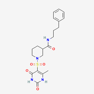 1-[(2,4-dihydroxy-6-methylpyrimidin-5-yl)sulfonyl]-N-(3-phenylpropyl)piperidine-3-carboxamide