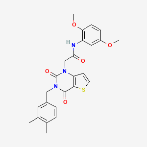 molecular formula C25H25N3O5S B14109278 N-(2,5-dimethoxyphenyl)-2-(3-(3,4-dimethylbenzyl)-2,4-dioxo-3,4-dihydrothieno[3,2-d]pyrimidin-1(2H)-yl)acetamide 