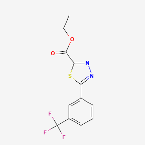 molecular formula C12H9F3N2O2S B1410933 Ethyl 5-(3-triflluoromethylphenyl)-1,3,4-thiadiazole-2-carboxylate CAS No. 1986908-21-7