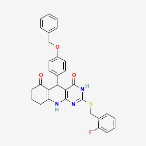 5-(4-(benzyloxy)phenyl)-2-((2-fluorobenzyl)thio)-7,8,9,10-tetrahydropyrimido[4,5-b]quinoline-4,6(3H,5H)-dione