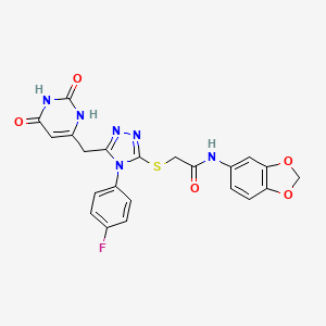 N-(1,3-benzodioxol-5-yl)-2-[[5-[(2,4-dioxo-1H-pyrimidin-6-yl)methyl]-4-(4-fluorophenyl)-1,2,4-triazol-3-yl]sulfanyl]acetamide