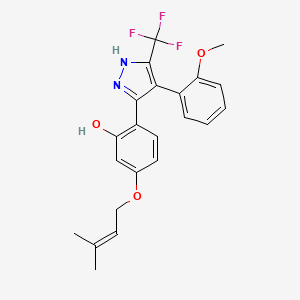 2-[4-(2-methoxyphenyl)-3-(trifluoromethyl)-1H-pyrazol-5-yl]-5-[(3-methylbut-2-en-1-yl)oxy]phenol