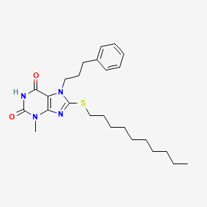 molecular formula C25H36N4O2S B14109405 8-Decylsulfanyl-3-methyl-7-(3-phenylpropyl)purine-2,6-dione 