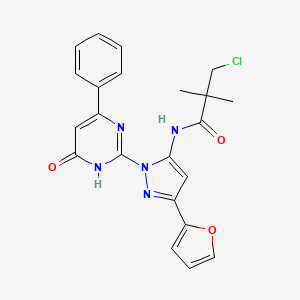 3-chloro-N-(3-(furan-2-yl)-1-(6-oxo-4-phenyl-1,6-dihydropyrimidin-2-yl)-1H-pyrazol-5-yl)-2,2-dimethylpropanamide