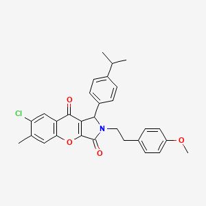 molecular formula C30H28ClNO4 B14109580 7-Chloro-2-[2-(4-methoxyphenyl)ethyl]-6-methyl-1-[4-(propan-2-yl)phenyl]-1,2-dihydrochromeno[2,3-c]pyrrole-3,9-dione 