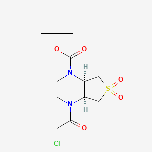 molecular formula C13H21ClN2O5S B1410959 tert-butyl (4aS,7aR)-4-(chloroacetyl)hexahydrothieno[3,4-b]pyrazine-1(2H)-carboxylate 6,6-dioxide CAS No. 2173052-32-7