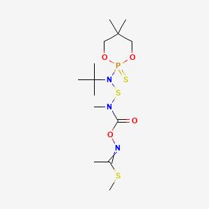 molecular formula C14H28N3O4PS3 B14109649 N-((((((5,5-Dimethyl-1,3,2-dioxaphosphorinan-2-yl)(1,1-dimethylethyl)amino)thio)methylamino)carbonyl)oxy)ethanimidothioic acid methyl ester P-sulfide CAS No. 72542-56-4