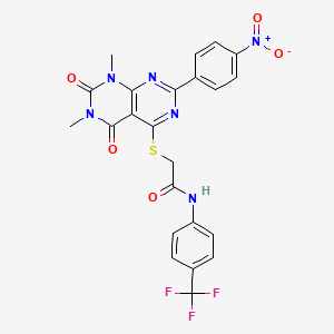 2-((6,8-dimethyl-2-(4-nitrophenyl)-5,7-dioxo-5,6,7,8-tetrahydropyrimido[4,5-d]pyrimidin-4-yl)thio)-N-(4-(trifluoromethyl)phenyl)acetamide