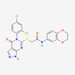 2-[[5-(2,4-dichlorophenyl)-4-oxo-1H-pyrazolo[3,4-d]pyrimidin-6-yl]sulfanyl]-N-(2,3-dihydro-1,4-benzodioxin-6-yl)acetamide