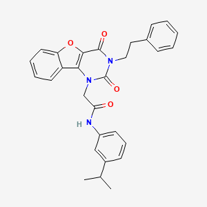 2-[2,4-dioxo-3-(2-phenylethyl)-3,4-dihydro[1]benzofuro[3,2-d]pyrimidin-1(2H)-yl]-N-[3-(propan-2-yl)phenyl]acetamide