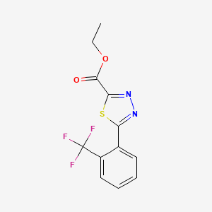molecular formula C12H9F3N2O2S B1410977 Ethyl 5-(2-triflluoromethylphenyl)-1,3,4-thiadiazole-2-carboxylate CAS No. 1924322-02-0