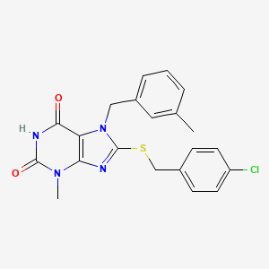 8-[(4-Chlorophenyl)methylsulfanyl]-3-methyl-7-[(3-methylphenyl)methyl]purine-2,6-dione