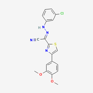 (2E)-[2-(3-chlorophenyl)hydrazinylidene][4-(3,4-dimethoxyphenyl)-1,3-thiazol-2-yl]ethanenitrile