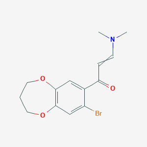 molecular formula C14H16BrNO3 B14110143 (E)-1-(8-bromo-3,4-dihydro-2H-benzo[b][1,4]dioxepin-7-yl)-3-(dimethylamino)prop-2-en-1-one 