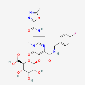 b-D-Glucopyranosiduronic acid,4-[[[(4-fluorophenyl)methyl]amino]carbonyl]-1,6-dihydro-1-methyl-2-[1-methyl-1-[[(5-methyl-1,3,4-oxadiazol-2-yl)carbonyl]amino]ethyl]-6-oxopyrimidin-5-yl