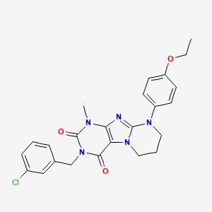 molecular formula C24H24ClN5O3 B14110223 3-[(3-chlorophenyl)methyl]-9-(4-ethoxyphenyl)-1-methyl-7,8-dihydro-6H-purino[7,8-a]pyrimidine-2,4-dione 