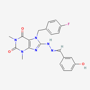 7-[(4-Fluorophenyl)methyl]-8-[2-[(3-hydroxyphenyl)methylidene]hydrazinyl]-1,3-dimethylpurine-2,6-dione