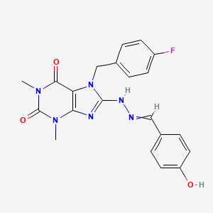 7-(4-fluorobenzyl)-8-(2-(4-hydroxybenzylidene)hydrazinyl)-1,3-dimethyl-1H-purine-2,6(3H,7H)-dione