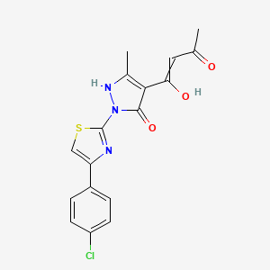 2-[4-(4-chlorophenyl)-1,3-thiazol-2-yl]-4-(1-hydroxy-3-oxobut-1-enyl)-5-methyl-1H-pyrazol-3-one