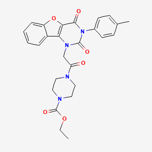 ethyl 4-(2-(2,4-dioxo-3-(p-tolyl)-3,4-dihydrobenzofuro[3,2-d]pyrimidin-1(2H)-yl)acetyl)piperazine-1-carboxylate