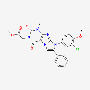 molecular formula C24H20ClN5O5 B14110289 methyl 2-(8-(3-chloro-4-methoxyphenyl)-1-methyl-2,4-dioxo-7-phenyl-1H-imidazo[2,1-f]purin-3(2H,4H,8H)-yl)acetate 