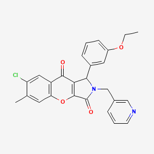 molecular formula C26H21ClN2O4 B14110298 7-Chloro-1-(3-ethoxyphenyl)-6-methyl-2-(pyridin-3-ylmethyl)-1,2-dihydrochromeno[2,3-c]pyrrole-3,9-dione 