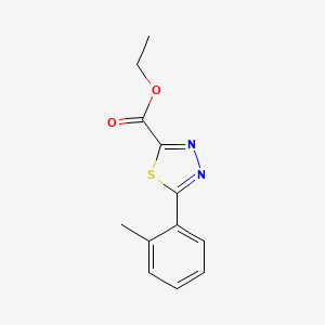 molecular formula C12H12N2O2S B1411030 Ethyl 5-(2-methylphenyl)-1,3,4-thiadiazole-2-carboxylate CAS No. 1986907-98-5