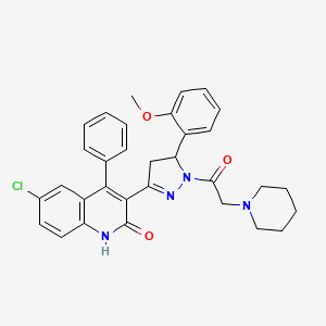 6-chloro-3-(5-(2-methoxyphenyl)-1-(2-(piperidin-1-yl)acetyl)-4,5-dihydro-1H-pyrazol-3-yl)-4-phenylquinolin-2(1H)-one