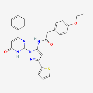 2-(4-ethoxyphenyl)-N-(1-(6-oxo-4-phenyl-1,6-dihydropyrimidin-2-yl)-3-(thiophen-2-yl)-1H-pyrazol-5-yl)acetamide