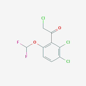 molecular formula C9H5Cl3F2O2 B1411048 2',3'-Dichloro-6'-(difluoromethoxy)phenacyl chloride CAS No. 1806351-95-0