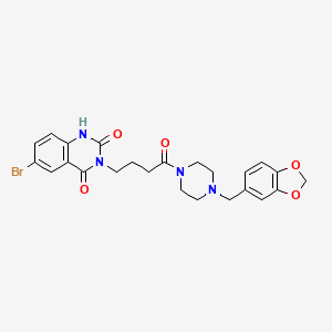 3-[4-[4-(1,3-benzodioxol-5-ylmethyl)piperazin-1-yl]-4-oxobutyl]-6-bromo-1H-quinazoline-2,4-dione