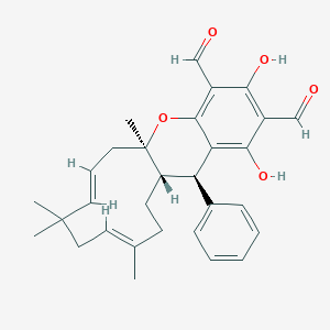 (1S,4E,8E,11R,19R)-15,17-dihydroxy-4,7,7,11-tetramethyl-19-phenyl-12-oxatricyclo[9.8.0.013,18]nonadeca-4,8,13,15,17-pentaene-14,16-dicarbaldehyde