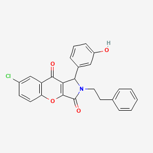 molecular formula C25H18ClNO4 B14110614 7-Chloro-1-(3-hydroxyphenyl)-2-(2-phenylethyl)-1,2-dihydrochromeno[2,3-c]pyrrole-3,9-dione 