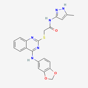 2-((4-(benzo[d][1,3]dioxol-5-ylamino)quinazolin-2-yl)thio)-N-(3-methyl-1H-pyrazol-5-yl)acetamide