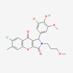 molecular formula C23H21BrClNO6 B14110680 1-(3-Bromo-4-hydroxy-5-methoxyphenyl)-7-chloro-2-(3-methoxypropyl)-6-methyl-1,2-dihydrochromeno[2,3-c]pyrrole-3,9-dione 