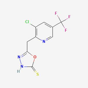 molecular formula C9H5ClF3N3OS B1411072 5-[[3-Chloro-5-(trifluoromethyl)-2-pyridyl]-methyl]-1,3,4-oxadiazole-2-thiol CAS No. 1987078-26-1