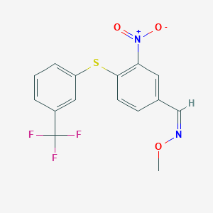 3-Nitro-4-((3-(trifluoromethyl)phenyl)sulfanyl)benzenecarbaldehydeo-methyloxime