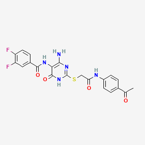 N-(2-((2-((4-acetylphenyl)amino)-2-oxoethyl)thio)-4-amino-6-oxo-1,6-dihydropyrimidin-5-yl)-3,4-difluorobenzamide