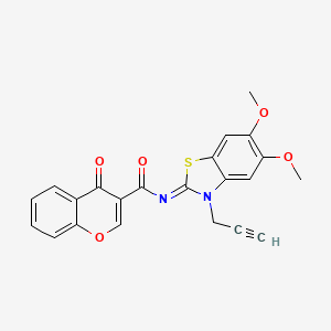 molecular formula C22H16N2O5S B14110761 (Z)-N-(5,6-dimethoxy-3-(prop-2-yn-1-yl)benzo[d]thiazol-2(3H)-ylidene)-4-oxo-4H-chromene-3-carboxamide 