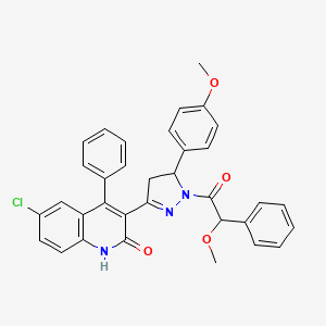 6-chloro-3-(1-(2-methoxy-2-phenylacetyl)-5-(4-methoxyphenyl)-4,5-dihydro-1H-pyrazol-3-yl)-4-phenylquinolin-2(1H)-one