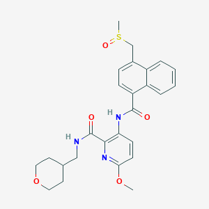 6-methoxy-3-[[4-(methylsulfinylmethyl)naphthalene-1-carbonyl]amino]-N-(oxan-4-ylmethyl)pyridine-2-carboxamide