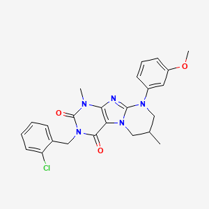 molecular formula C24H24ClN5O3 B14110870 3-[(2-chlorophenyl)methyl]-9-(3-methoxyphenyl)-1,7-dimethyl-7,8-dihydro-6H-purino[7,8-a]pyrimidine-2,4-dione 