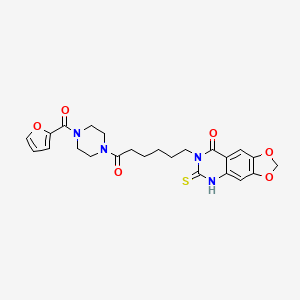 7-{6-[4-(2-furoyl)piperazin-1-yl]-6-oxohexyl}-6-thioxo-6,7-dihydro[1,3]dioxolo[4,5-g]quinazolin-8(5H)-one