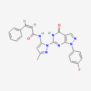 (Z)-N-(1-(1-(4-fluorophenyl)-4-oxo-4,5-dihydro-1H-pyrazolo[3,4-d]pyrimidin-6-yl)-3-methyl-1H-pyrazol-5-yl)-3-phenylacrylamide