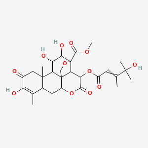 molecular formula C28H36O12 B14111037 Methyl 10,15,16-trihydroxy-3-(4-hydroxy-3,4-dimethylpent-2-enoyl)oxy-9,13-dimethyl-4,11-dioxo-5,18-dioxapentacyclo[12.5.0.01,6.02,17.08,13]nonadec-9-ene-17-carboxylate 