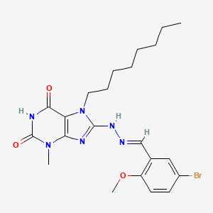 8-[(2E)-2-(5-bromo-2-methoxybenzylidene)hydrazinyl]-3-methyl-7-octyl-3,7-dihydro-1H-purine-2,6-dione